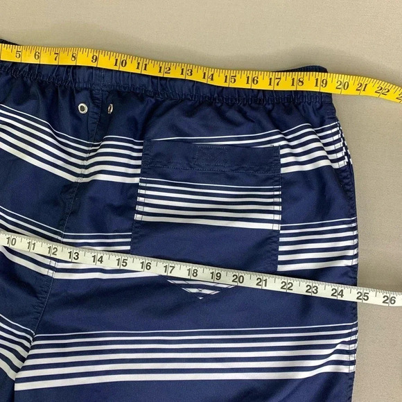 Lands' End Swimwear Drawstring Lined Swim Trunks Shorts XL 40/42 Blue Stripes - Picture 8 of 14